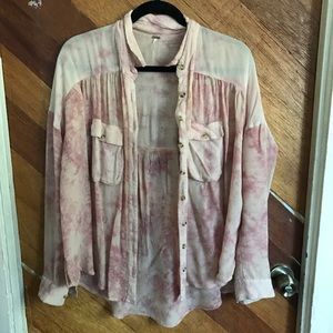 Pink free people button down
